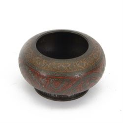 Indian bronze censor, decorated with stylised flowers upon a stepped circular base, H8cm