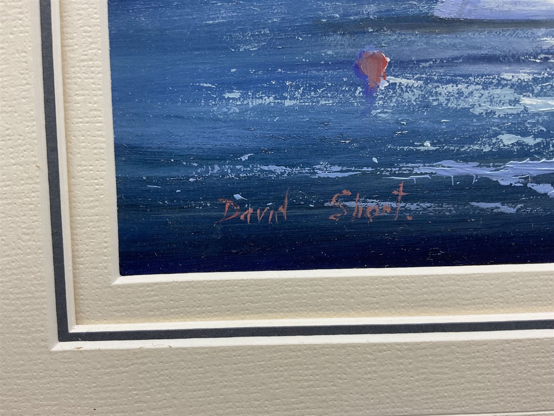 David Short (Nottingham 1940-): Yachts on the Riviera, oil on board signed 17cm x 38cm