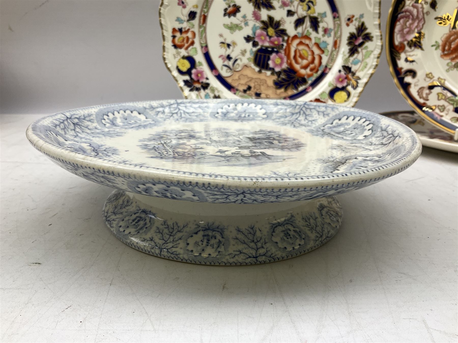 Masons Ironstone bowl commemorating Silver Jubilee, limited edition, together with Masons Mandalay pattern jug and two plates, and other similar ceramics