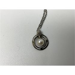 Victorian and later 9ct gold jewellery including glazed photo pendant, three gold cased wristwatches, signet ring and a cameo brooch, all hallmarked and silver jewellery including fobs, wristwatch, brooches and rings etc 