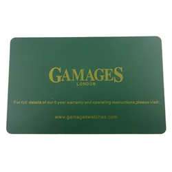 Gamages of London Hour Timer, gentleman's limited edition, stainless steel automatic wristwatch