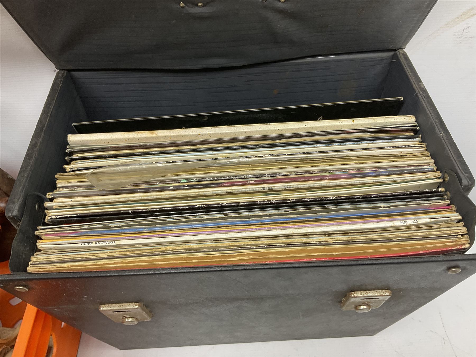 Composite figure of a Roman chariot, together with Olympia NK4040 camera, sewing machine and other collectables, in two boxes  