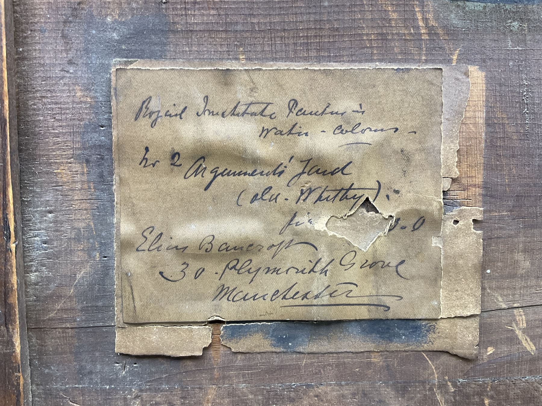 Elias Mollineaux Bancroft (British 1846-1924): 'Arguments Yard - Old Whitby', watercolour and gouache signed titled and dated 1883, further titled signed and dated with artist's address '30 Plymouth Grove Manchester' verso 76cm x 55cm