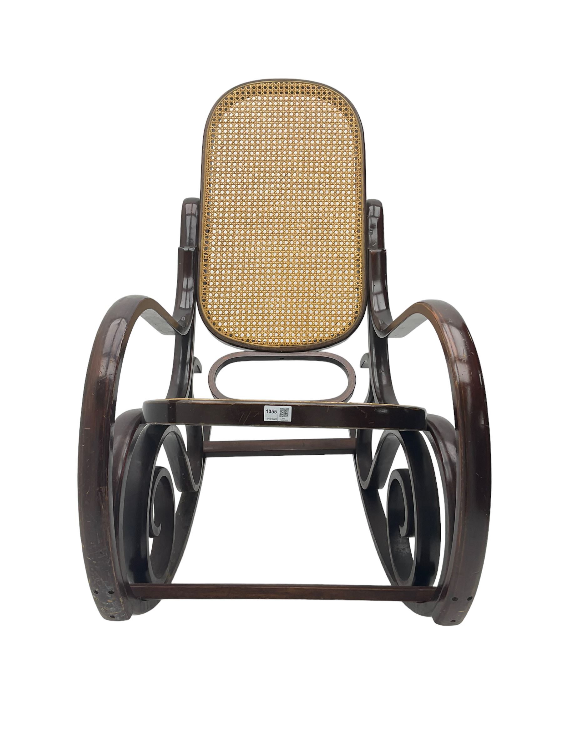 Early 20th century Michael Thonet design bentwood rocking chair, with cane seat and back