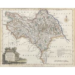 Joseph Ellis (British 18th century): 'A Modern Map of the West Riding of Yorkshire' and 'A Modern Map of the North Riding of Yorkshire', pair 18th century engraved maps with hand-colouring 20cm x 24cm (2)