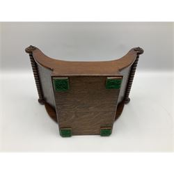 19th century mahogany cheese coaster, of typical curved form with turned bobbin ends, H19.5cm L40.5cm D26.5cm