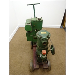  Lister 1-1062 stationary engine with Fullwood & Bland Type M Mauns 350RPM Vacuum Pump, on metal trolley, L93cm  