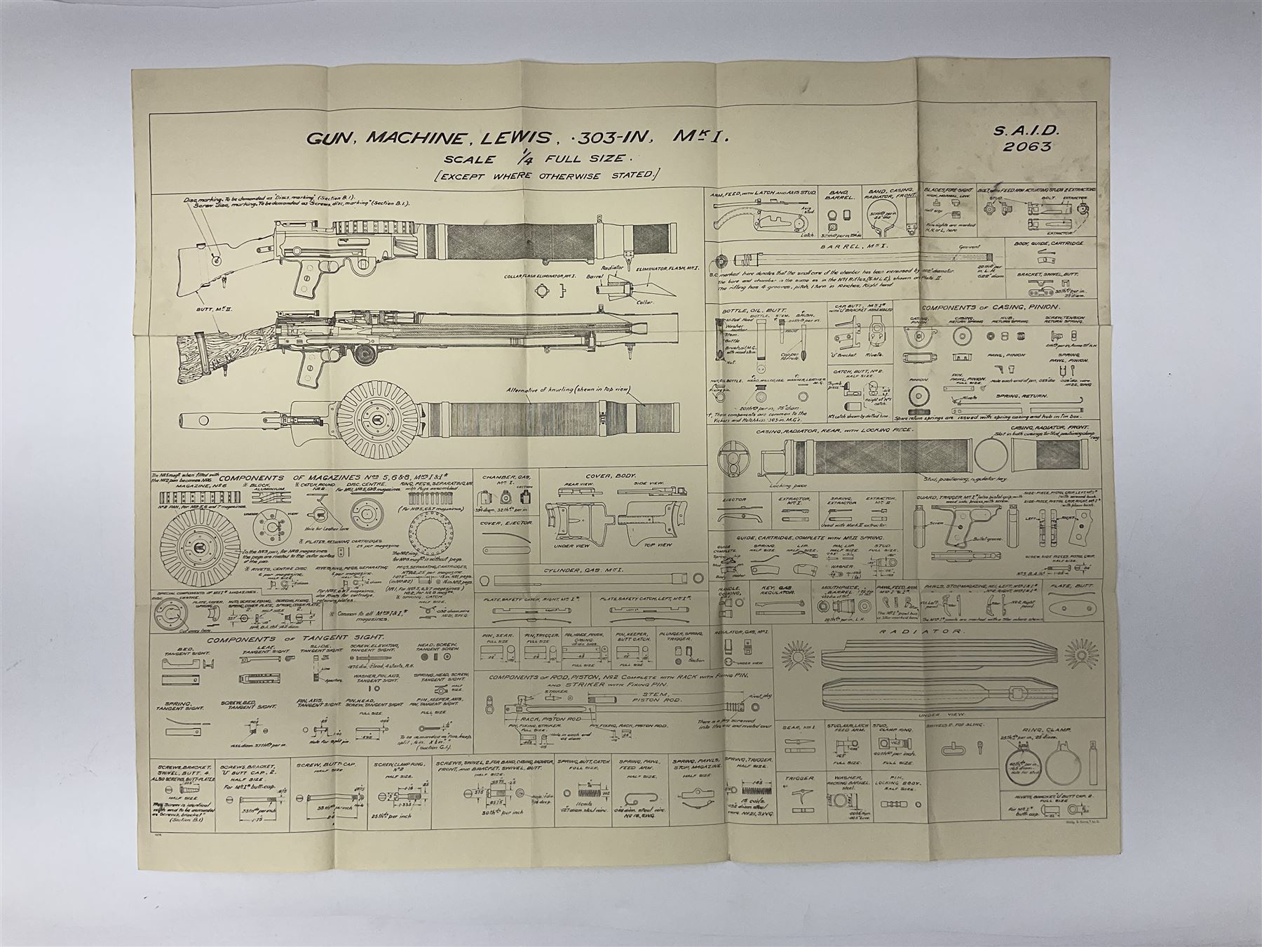 Instructions For Armourers - 1931 folder of nineteen folding plans for various weapons and military bicycles