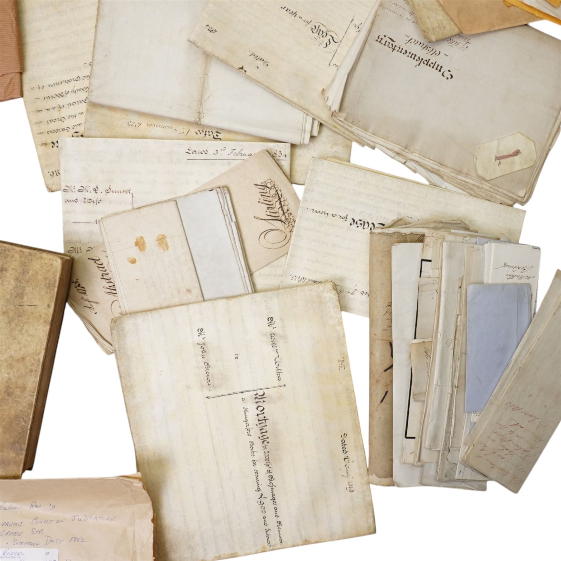 The Mather Family Archive - An extensive collection dating from 1690 to the 19th century of family indentures including Wills, Leases, Conveyances, Abstracts of Title etc .together with two 19th century photograph albums, ambrotypes, autograph and scrap books, ledgers etc and wall shields with the Mather crest, family tree etc.
The Mather family of Lancashire has a lineage of considerable historic interest on both sides of the Atlantic.  The family trace back to Richard Mather (1596-1669) a prominent Puritan minister who emigrated to New England in 1635. His descendants in America include his son, Increase Mather (1639-1732), president of Harvard College and his grandson Cotton Mather (1663-1728) who was an influential theologian and writer of early American history