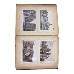 Collection of early 20th century postcards and greetings cards, including WWI embroidered silk Christmas card, black and white family photographs, 1920s birthday cards, black and white and colour postcards of Margate, Ramsgate, Blackpool etc, housed in three postcard albums