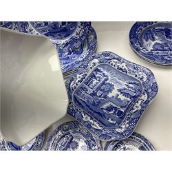 Copeland Spode Italian pattern dinner wares, including two tureens and covers, four serving dishes, six dinner plates, four side plates etc, all with blue printed marks beneath