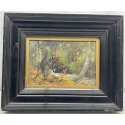 John Cuthbert Salmon (British 1844-1917): A Forest Glade, impasto oil on board signed 15cm x 23cm