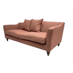 John Lewis - Grande four seat sofa upholstered in woollen tweed fabric, on turned front feet