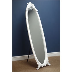  French style painted cheval dressing mirror, H160cm  