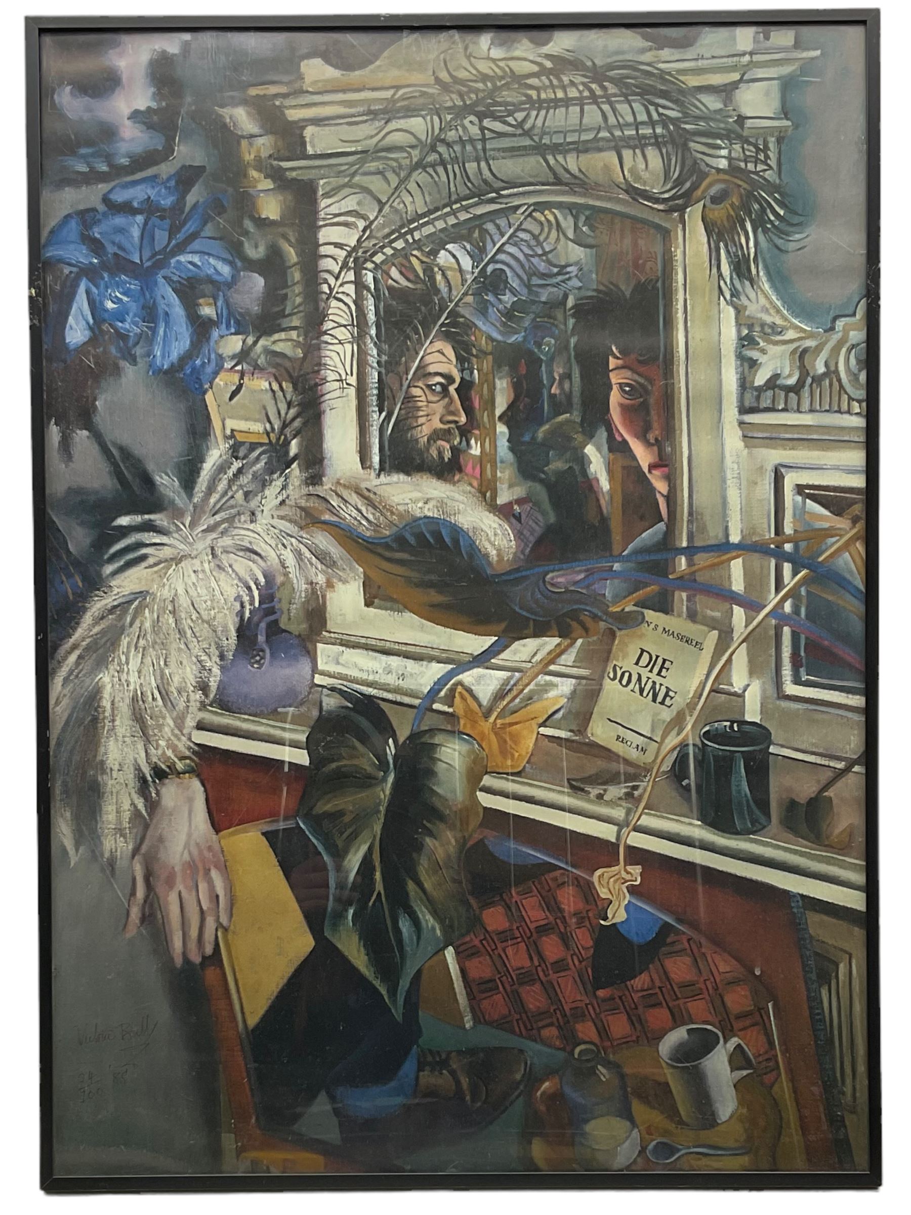 Victoria Brill (British 1958-): The Overmantle Mirror, limited edition colour print signed dated '85 and numbered 24/100 in ink 78cm x 56cm