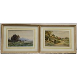 CED (British early 20th century): 'Evening Dorchester' and 'Near Ringwood', pair watercolours signed with initials titled and dated 1923, 22cm x 33cm (2)