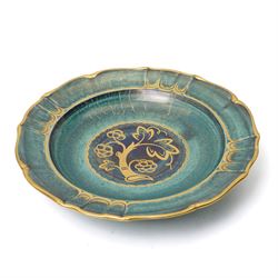 Josef Ekberg (Swedish 1877-1945) for Gustavsberg comport, c1930s, decorated in gilt with t...