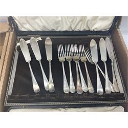 Cased canteen of cutlery, together with set of fish flatware, French teawares etc, in two boxes 