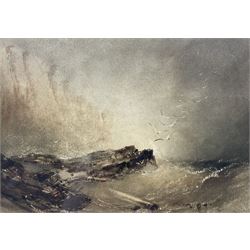 Henry Barlow Carter (British 1804-1868): Wreckage at the Cliff Foot, watercolour unsigned 17cm x 24cm