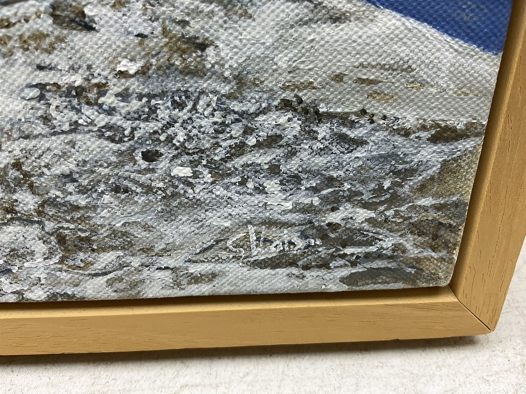 Gemma Watson (British Contemporary): Lady Palmer's Cottage Runswick Bay, acrylic on canvas signed, titled with artist's Studio Card verso 66cm x 101cm 