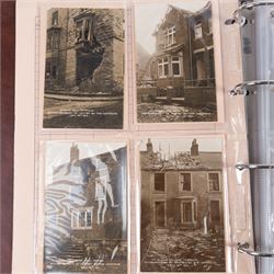 One-hundred and seventy two early 20th century Whitby view postcards, including a detailed collection documenting the destruction of Whitby following the bombardment by the German Fleet in 1914, a selection depicting the construction of the pier extensions, the opening of the new river drawbridge, a re-enactment of the medieval tradition of building the 'Penny Hedge' and the 1932 flooding of the town centre, together with a selection depicting social events at Spa, all housed within a Stanley Gibbons Picture Postcard Album
