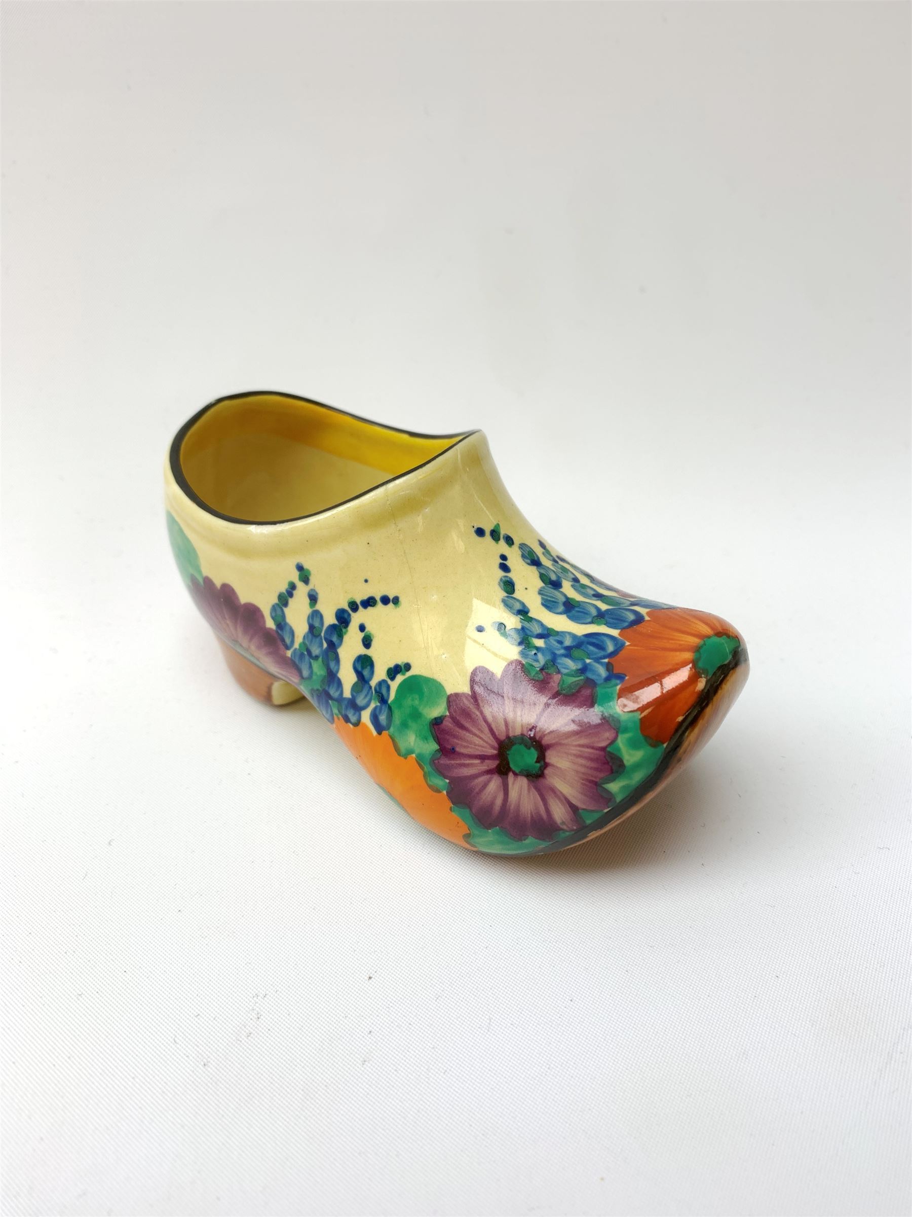Clarice Cliff Bizarre 'Gayday' pattern Clog, L11.5cm 