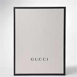 Gucci - GG pattern silk and wool blend shawl with fox fur trim and with fringe detail, 180cm x 180cm, unused with original box