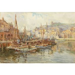 Tom Clough (British 1867-1943): 'Whitby Harbour', watercolour signed and dated 1911, title...