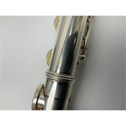 Yamaha 211, silver plated three-piece flute, serial no.844200; in fitted case with cleaning rod