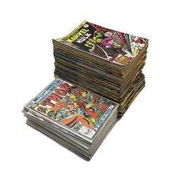 A large, mixed lot of Bronze Age Marvel comics, within a range of mid 1970's to mid 1980's, featuring (but not limited to); a broken run of 'The Mighty World of Marvel - Starring the Incredible Hulk' (June 1974 - Jan 1977) - issues, nos. 90, 100-24, 126-217, 219-223. 
As well as a number of issues of; 'The Spider-Woman', 'Cloak and Dagger', 'The Vision and The Scarlet Witch', and 'The Mighty Thor'. 