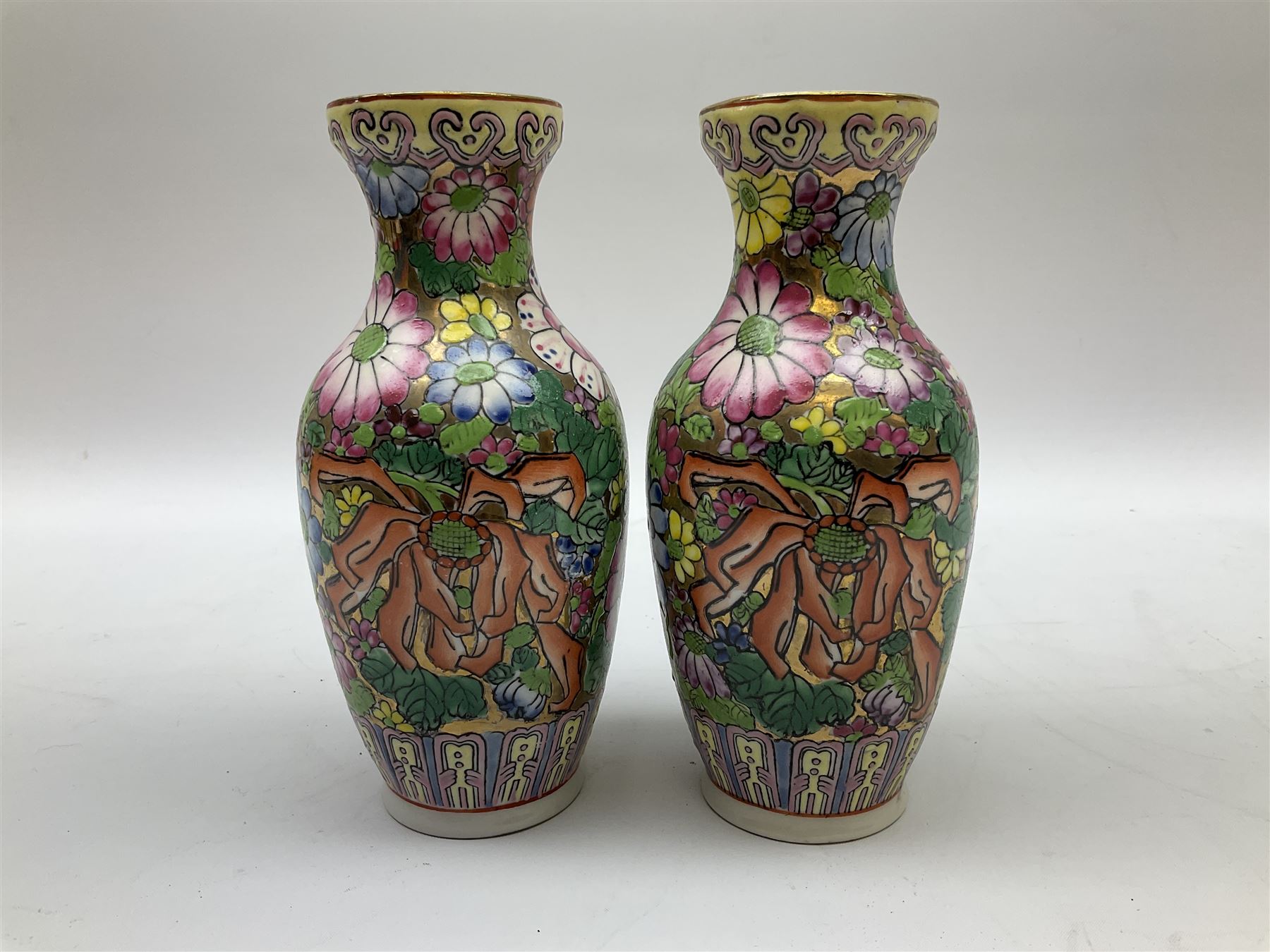 Collection of mostly Oriental ceramics, to include three 20th century Japanese Satsuma vases, two Japanese Imari plates, etc. 