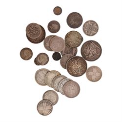 Approximately 300 grams of Great British pre-1920 silver coins, including 'Gothic' florins, etc