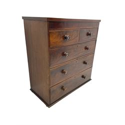 19th century mahogany chest, fitted with two short and three long drawers