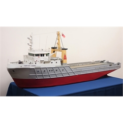  Large scale model of the Offshore Supply Ship Forties Shore IMO No.734287, on wooden stand, L155cm, H60cm: Built 1975 by Brooke Marine, now under the Flag of Panama as Amarco Leo  