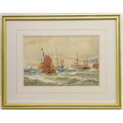  Boats at the Harbour Mouth, watercolour circle of Thomas Bush Hardy (British 1842-1897), bears signature 22cm x 33cm  
