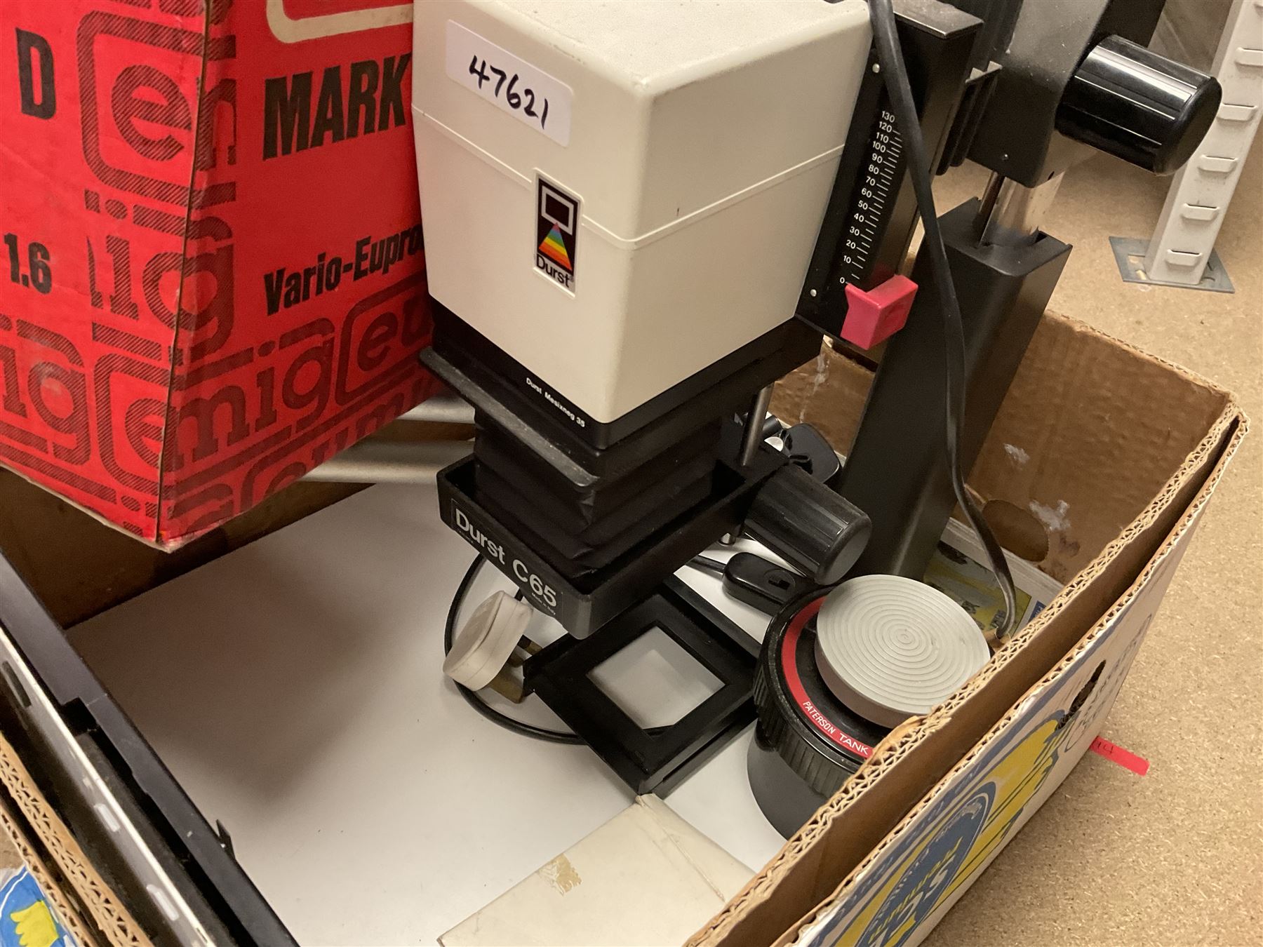 Eumig 607 D film projector in box, together with Durst C65 enlarger