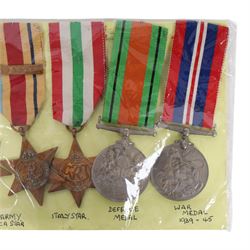 WWII five medal group, comprising 1939-45 Star, 8th Army African Star, Italy Star, Defence Medal and War Medal 