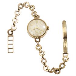 Tudor Royal ladies manual wind wristwatch, on 9ct gold Rolex bracelet, Birmingham 1955