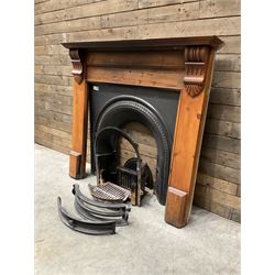 Gallery Collection open fireplace - Victorian design cast iron fire inset with polished pine surround