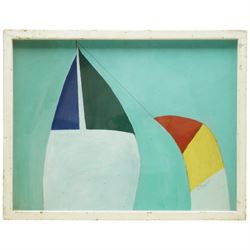 Jack Pender (Newlyn School 1918-1998): 'Fastnet', acrylic on board signed, inscribed and dated '79 verso, together with exhibition catalogue 30cm x 40cm
Provenance: Exh. Belgrave Gallery 1990, illustrated on page 25 of the exhibition catalogue