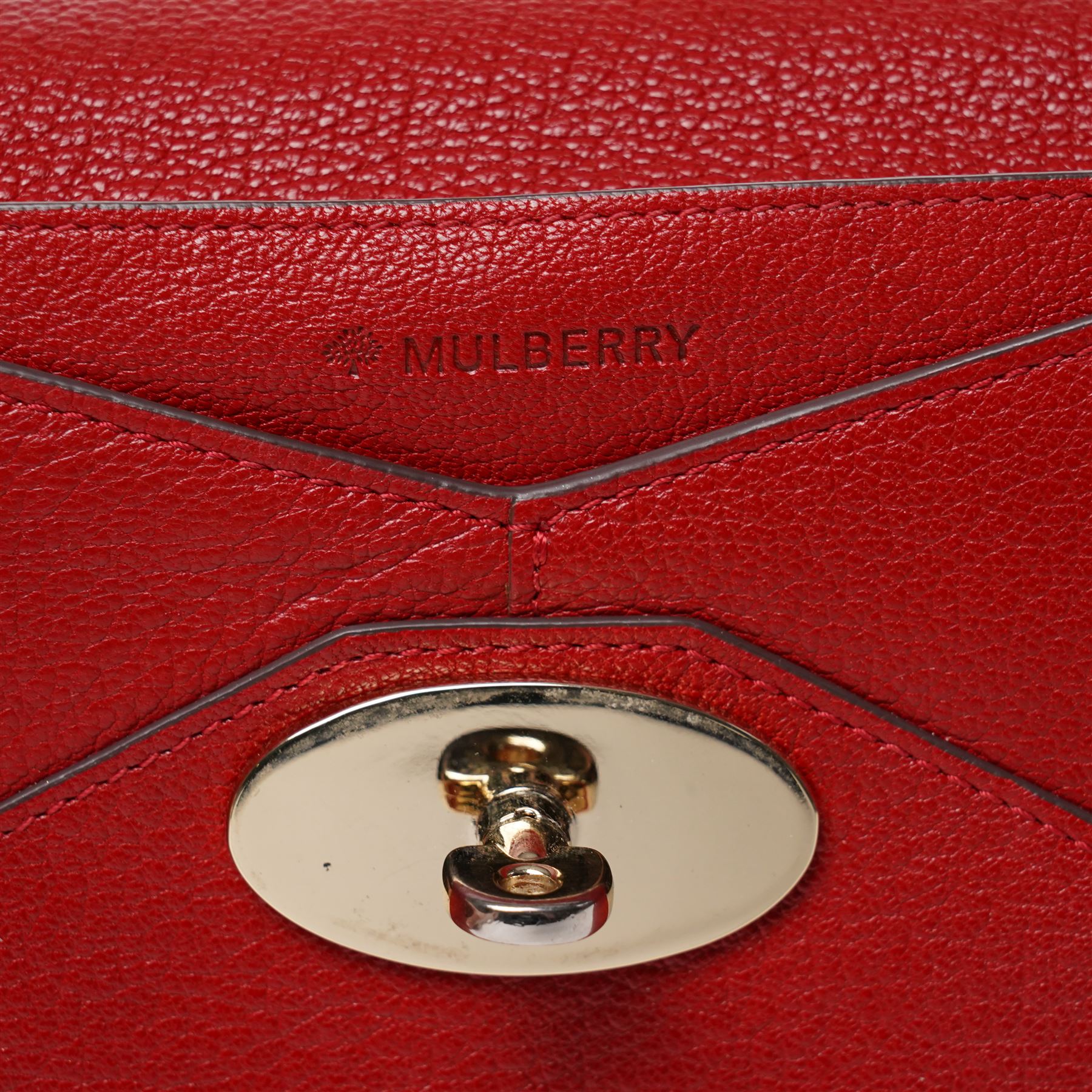 Mulberry - Envelope Long Wallet or Purse, in red glossy goat leather, with envelope-style flap and signature gold-tone Postman’s Lock fastening, the interior fitted with compartments and card slots, W20cm H11cm