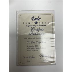 Two Border Fine Arts figure groups, comprising Black faced Ewe & Border Collie no B104 by Ray Ayres and To The Tup Sale, no JH72 limited edition 383/1850, both on wooden base, one with certificate