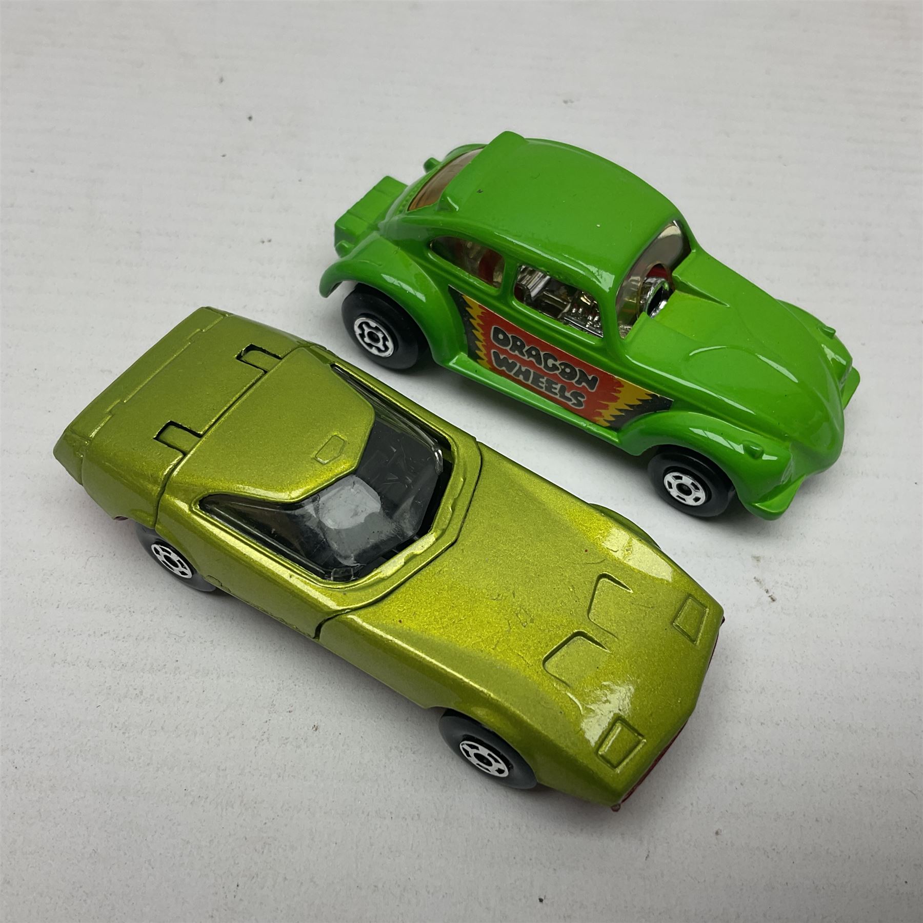 Matchbox 1-75 Series 'Superfast' ex-shop stock - eight models ccomprising 30d Beach Buggy, 41d Siva Spyder, 43d Dragon Wheels, 44d Boss Mustang, 45c Ford Group 6, 51d Citroen S.M., 52c Dodge Charger Mk.III and 75c Alfa Carabo in 39d Clipper box; all boxed (8)