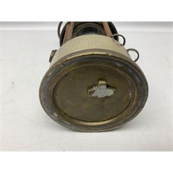 Miners Lamp The Protector, Eccles no 3533, with engraved plaque, H26cm