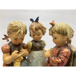 Large Hummel figure group by Goebel, School Girls, together with Hummel figure group, We Wish You The Best, tallest H23.5cm