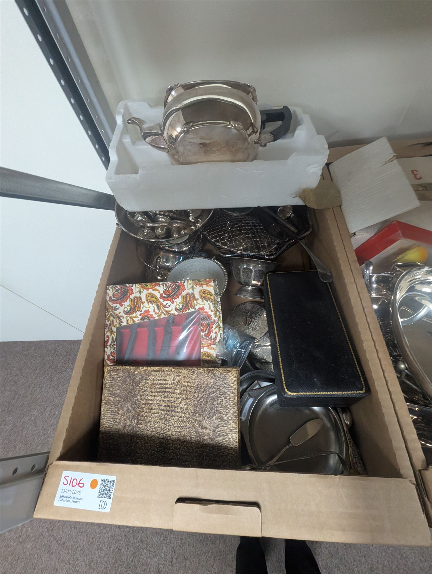 Large collection of silver plated items, including teapot, twin handled tray, cruet set and other metal ware etc