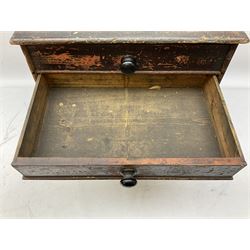 Early 20th Century Dewhurst table top chest, decorated with gilded 'Dewhurst's Sylko Machine Twist Strong Lustrous' lettering above six long drawers with names and numbers of cotton also detailed in gilt, H39cm