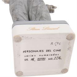 Pair of Spanish Algora Personajes Del Cine figures, modelled as Stan Laurel and Oliver Hardy, with printed marks beneath, both with certificates of authenticity, H37cm