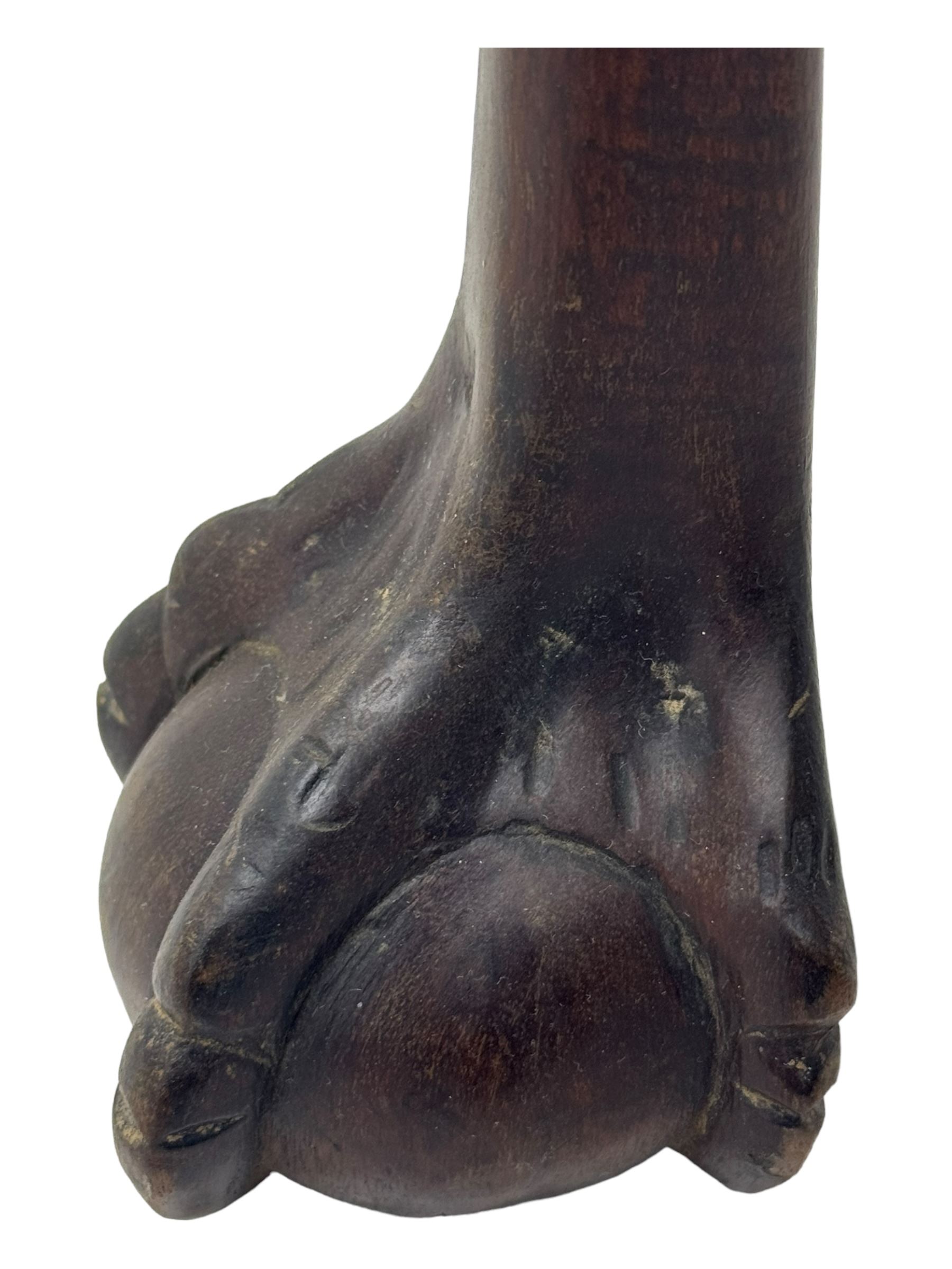 Late 19th to early 20th century mahogany side table, rectangular top with applied raised moulding, curved upper rails carved with C-scroll cartouches and extending curled leaves, bellflower carved cabriole supports with ball and claw feet 