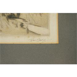 Tom Carr (British 1912-1977): 'Across the Road', limited edition coloured etching signed titled and numbered 67/75 in pencil 25.5cm x 37.5cm; Henry Wilkinson (British 1921-2011): Spaniels Flushing a Woodcock, limited edition coloured etching signed and dated 73/75 in pencil 20cm x 29cm (2)